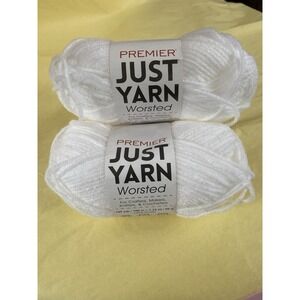 Premier Just Yarn Worsted Weight Acrylic Yarn White – Lot of 3 Skeins